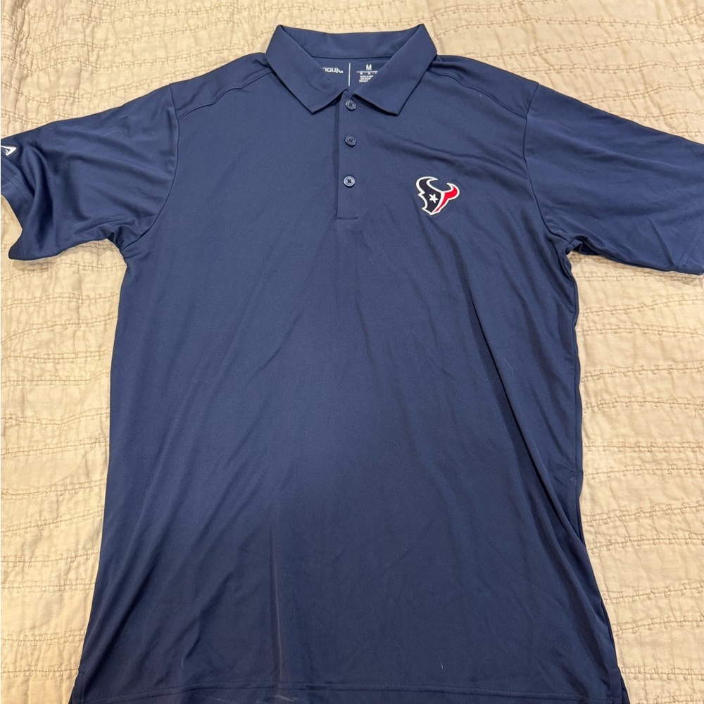 Antigua Men's Houston Texans Navy Polo with Team Logo
